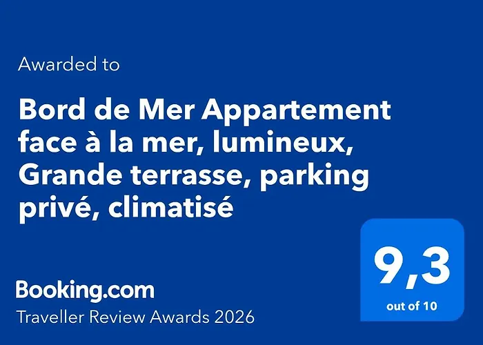 Bord de Mer Appartement face à la mer, lumineux, Grande terrasse, parking privé, climatisé