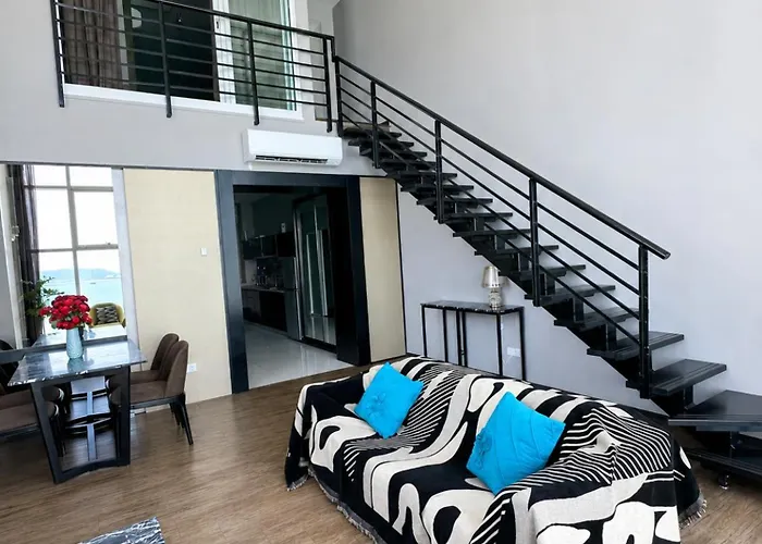 Full Seaview High Floor 2Br Duplex Loft Maritime Suites Penang 203A